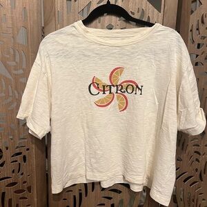 Madewell Citron Graphic Crop Tee - Cream with Citrus Print